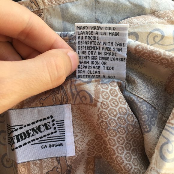 Vintage Floral Beige 100 % Silk Short Sleeve Shirt - Picture 8 of 8